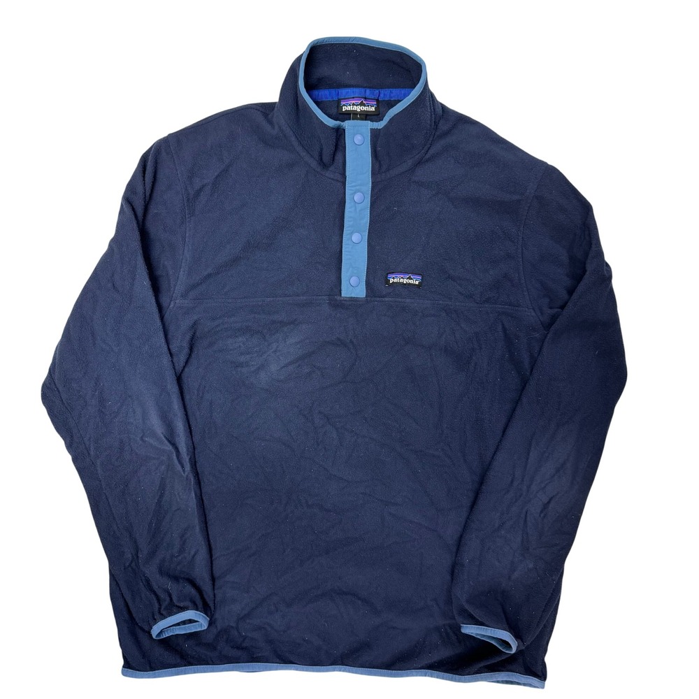Patagonia Mens Micro D Snap-T Pullover Navy Blue Fleece Jacket Large